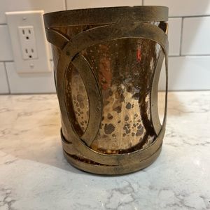 Rustic metal and glass candle holder